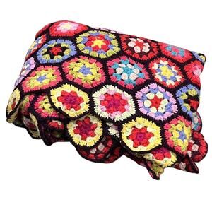 Kaffe Fassett Pine Cone Hill Wool Crochet Granny Hexagon Afghan Throw Blanket